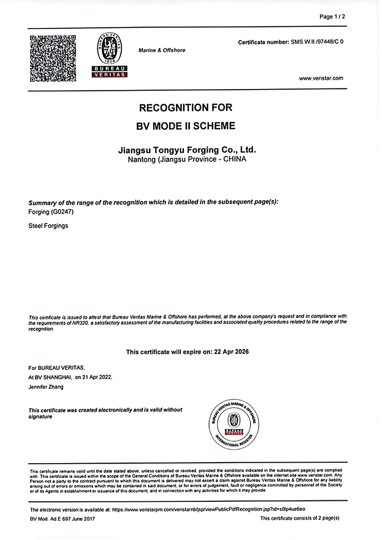 BV法国船级社工厂认可证书